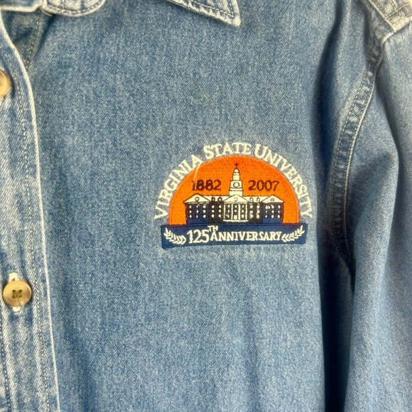 Virginia State University VSU Denim Shirt Women‎ XL Blue Button Down 125th Patch - Picture 4 of 7